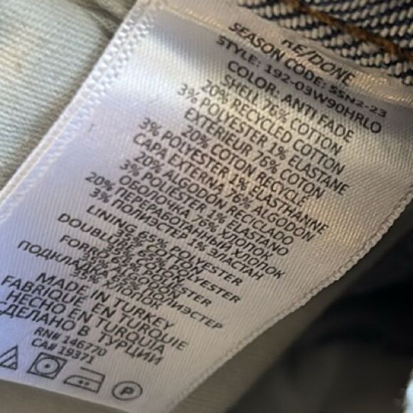 Re/Done 90s High Rise Loose Fit Medium Blue Straight Leg Jeans in Anti Fade - Picture 6 of 9